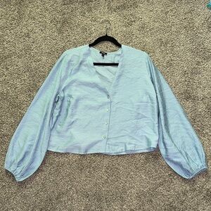 Express Linen Light Blue Blouse - Medium